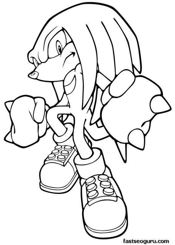 Printable Sonic the Hedgehog  Knuckles Coloring in sheets